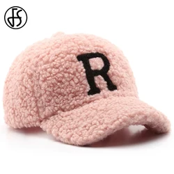 FS Warm Winter Baseball Hat For Men Outdoor Windproof Thick Women Lambswool Caps Stylish Khaki Pink Letter Hip Hop Cap Bone 2025