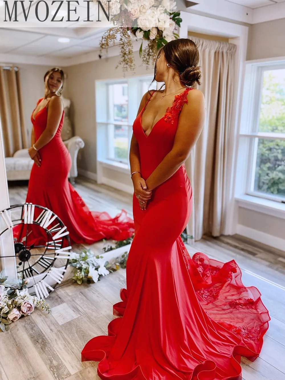 Vestidos de Fiesta elegantes para mujer, vestidos de baile de graduación, vestido de noche para mujer, vestidos formales de sirena roja, vestidos largos sin espalda 2023