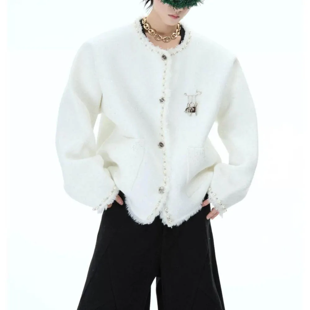 

Men's Solid Color Pearl Long-Sleeved Jacket American Retro Unisex Fashion Trend High Street Casual Breathable Niche Men's Jacket