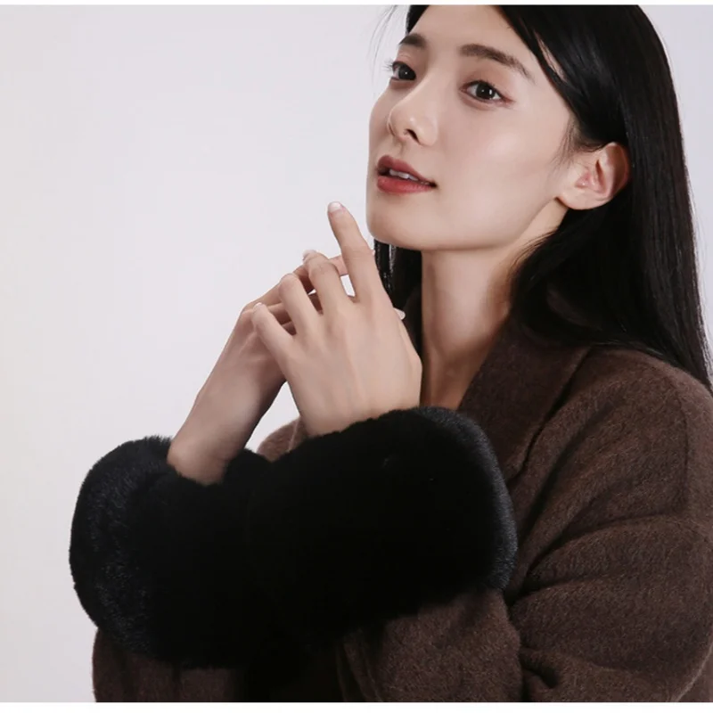 تدفئة المعصم للبالغين، تدفئة ذراع عيد الميلاد، أكمام دافئة من فراء الأرنب الصناعي، قفازات قطيفة، واقيات معصم متعددة الاستخدامات وأنيقة