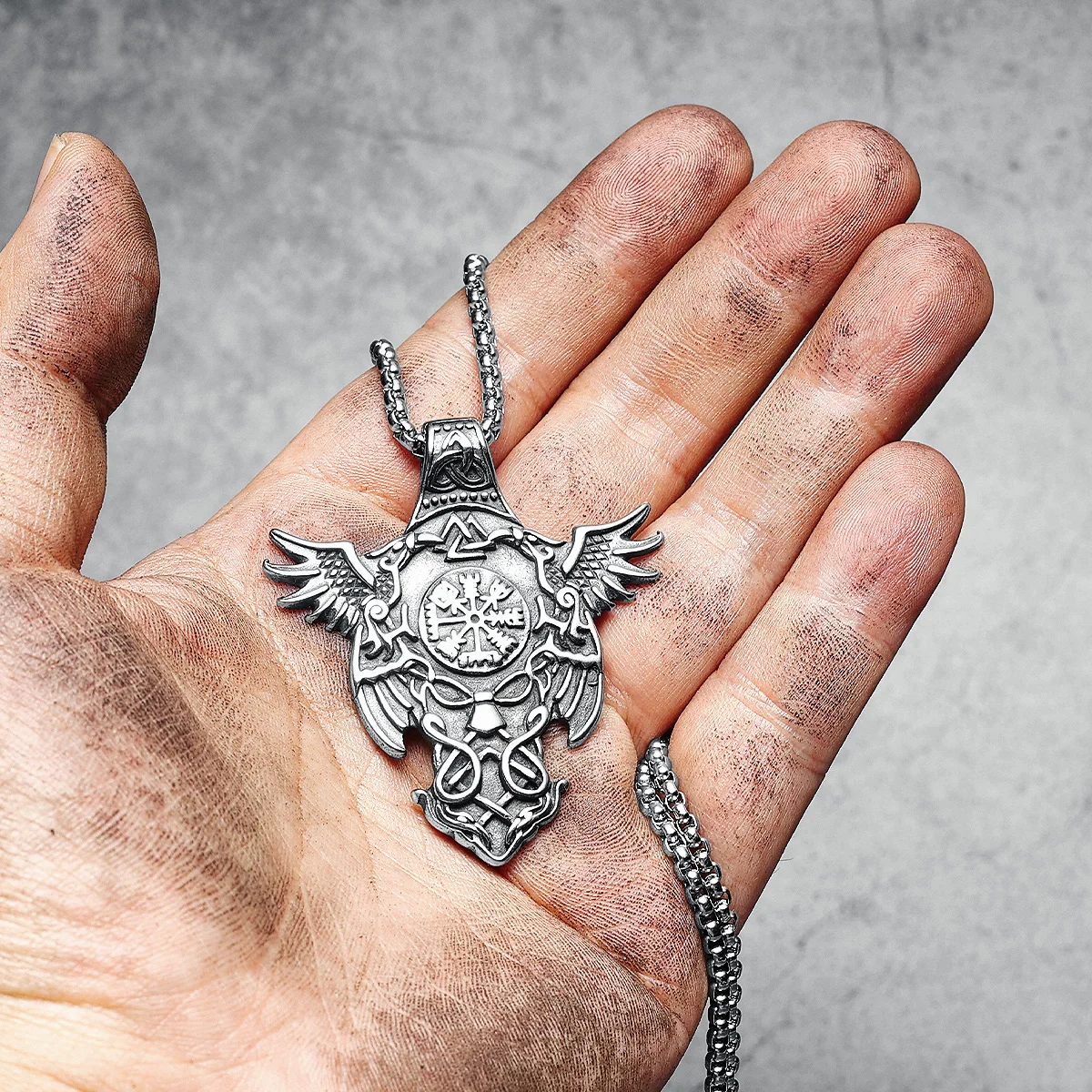 Viking Odin Mount Pendant Men Necklace 316L Stainless Steel Norse Mythology Chain Rock Punk for Boyfriend Male Jewelry Best Gift