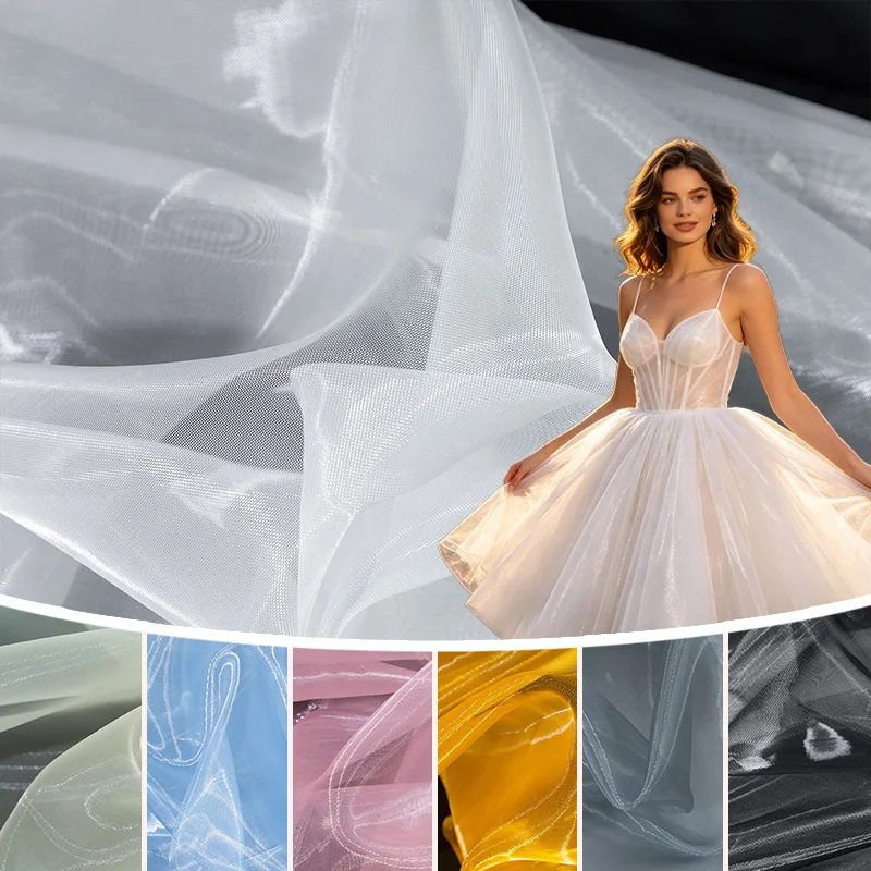 40 Mesh Hard Sheer Stiff Tulle Mesh Fabric Light Reflective Lightweight for Underskirt Costume Designer DIY Sewing Accessories