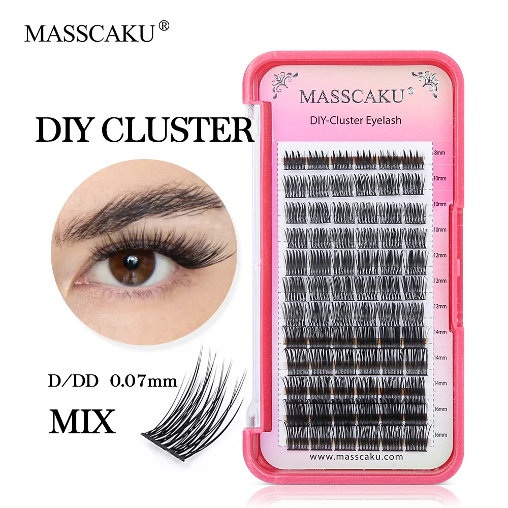 

MASSCAKU Individual Eyelashes DIY Clusters Eyelash Extension Fluffy Segmented 72 Volume Fake Eyelash Bundles Makeup Tools