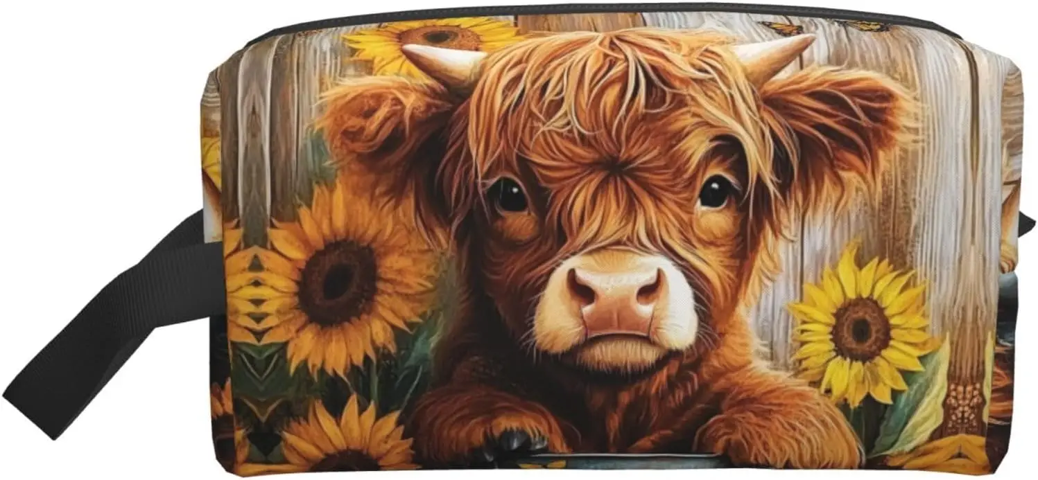 Yak Sunflower Patterns Travel Toiletry Bag for Men Women Waterproof Hanging Dopp Kit Wash Bags Lightweight Bag