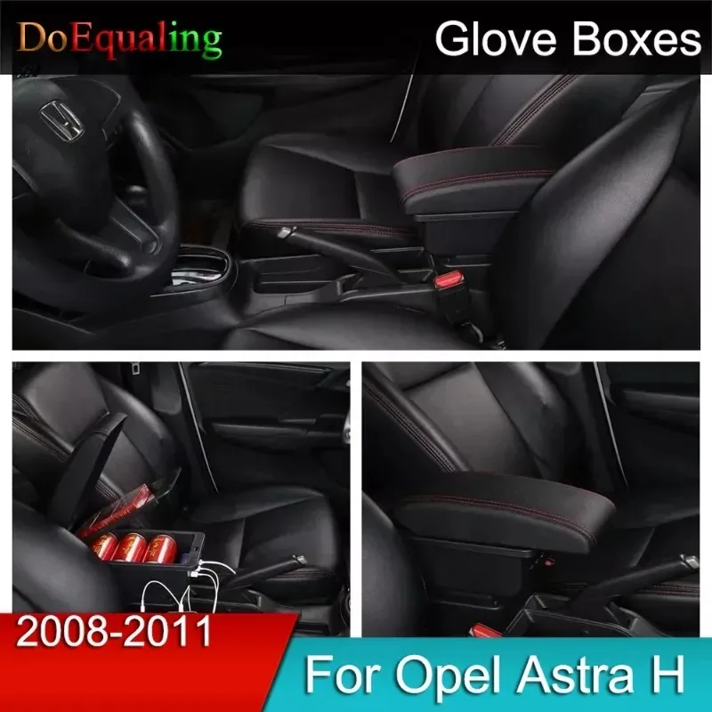 For Opel Astra H 2008-2011 Car Armrest Storage Box Interior Replacement Parts Storage Armrests Boxes Accessories USB