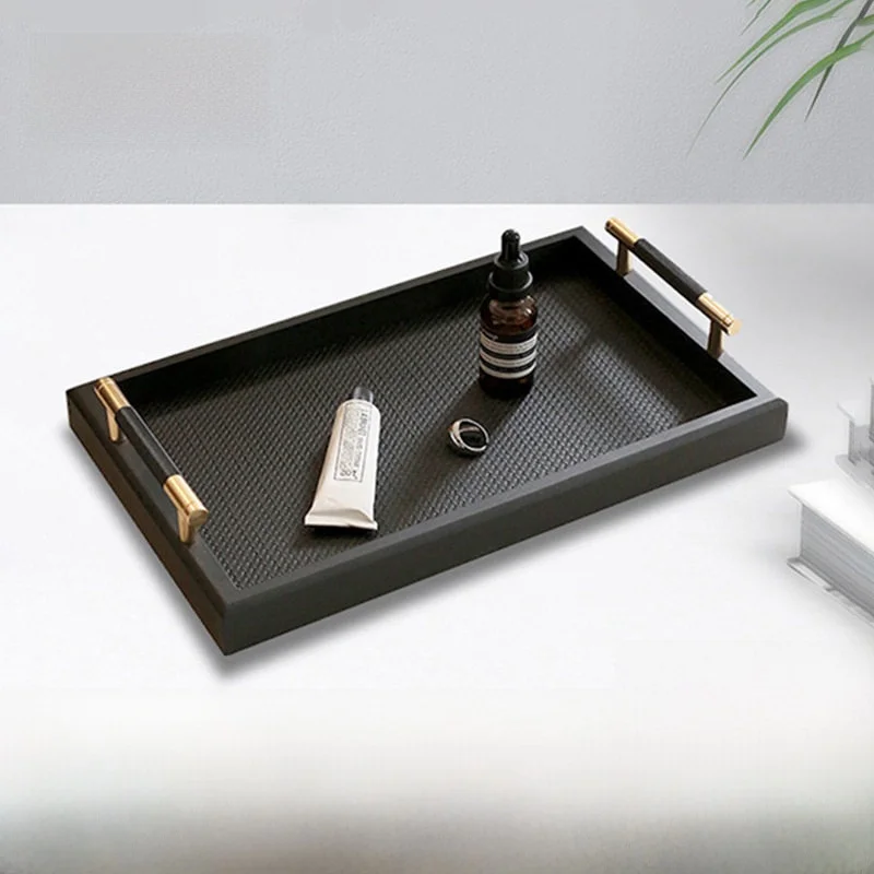 

Luxury Leather Tray Sample Room Jewelry Storage Entrance Decorative Plate Simple Sle Commercial Use Gold Multifunction...
