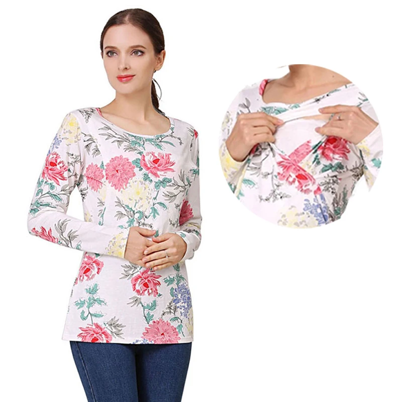 

Breastfeeding Clothes for Postpartum Women Nursing T-shirt Long Sleeve Shirt Maternity Clothes Print Lactation Tops
