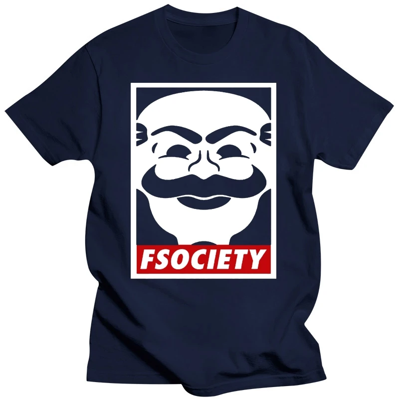 for mans   FSOCIETY T SHIRT ANONYMOUS MR. ROBOT VENDETTA Men  Summer Round Neck MenS T Shirt Pure Cotton Round Collar