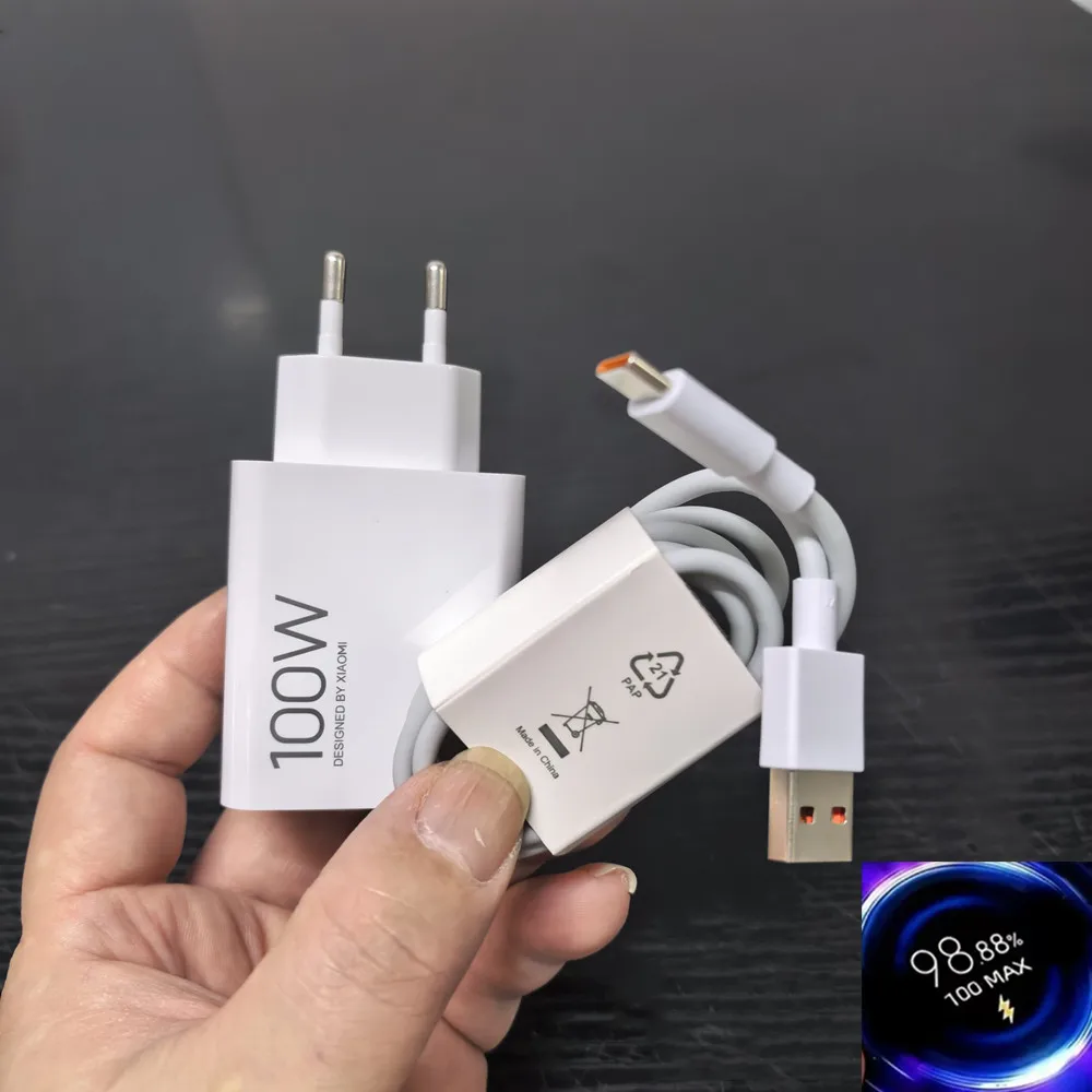 Xiaomi Redmi K100 K90 K80 Pro Max 100W Turbo Fast Charger EU Fast Charge Adapter 6A USB Cable For Mi 17 15 14 Ultra Poco X7 F8