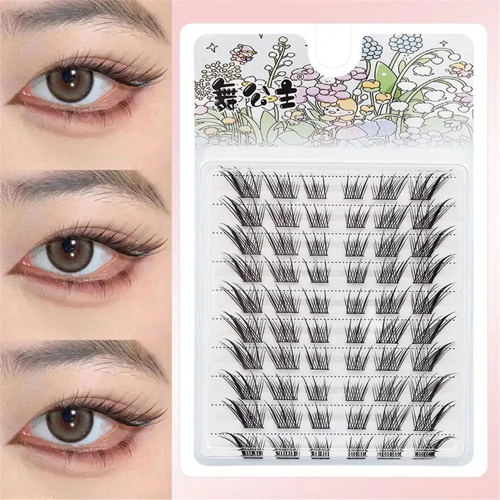 8-12MM Natural Fairy Lash Clusters D Curl Invisible Lash Band Manga Eyelash Clusters Wispy Wet-Look Anime Individual Lashes