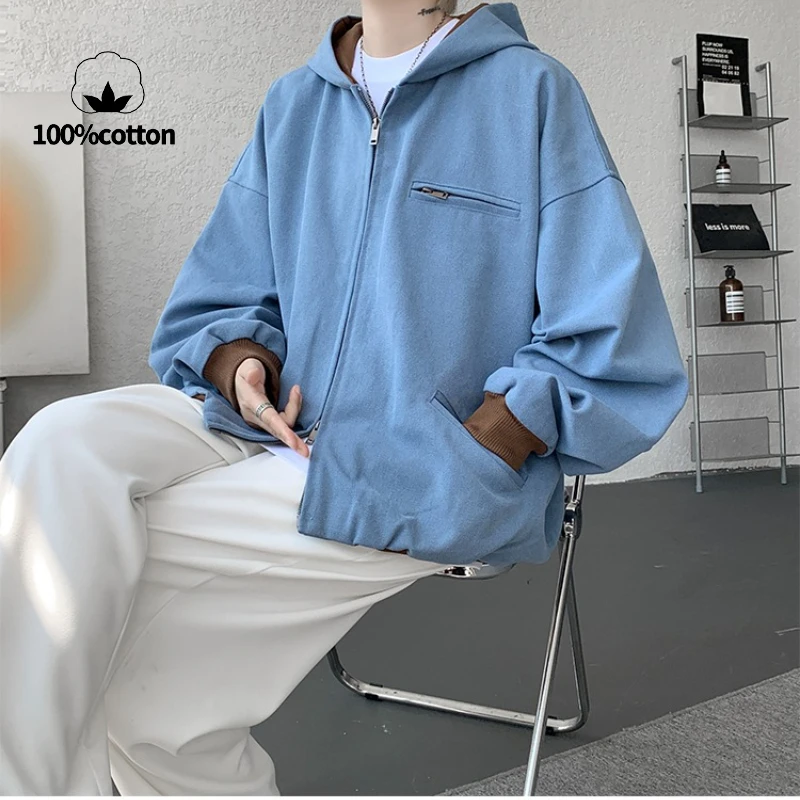 

8XL-M Американская винтажная куртка с капюшоном и потертым эффектом - верхняя одежда унисекс для пар