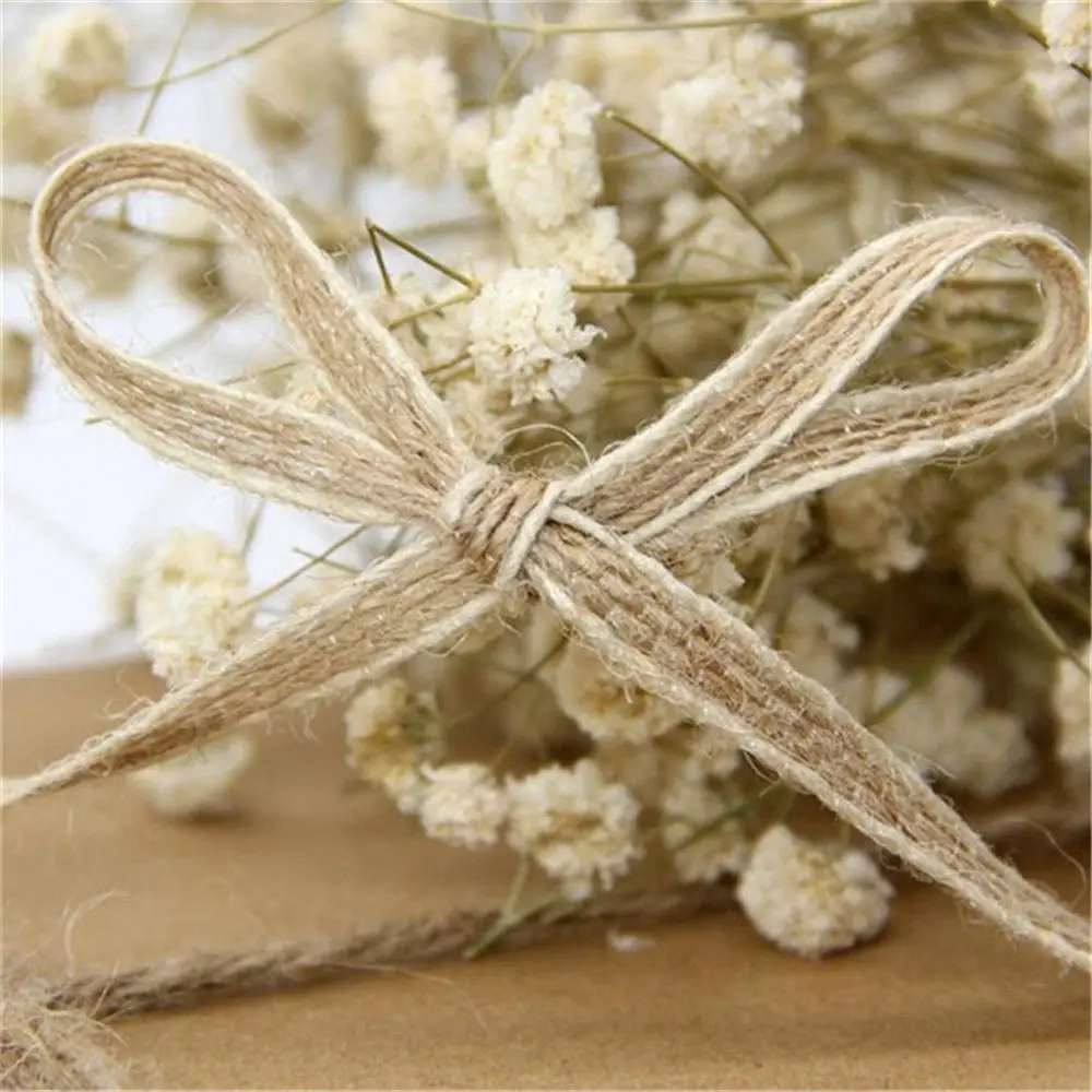 5/10M/Roll 0.5mm Natural Party  Lace Rustic Jute Burlap Rolls Fish Silk Rope Hessian Ribbon Trims Tape