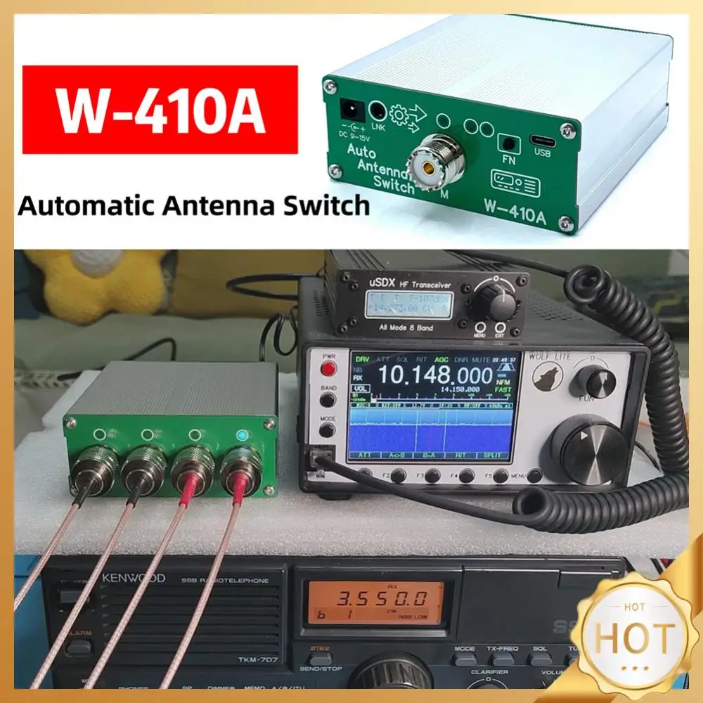 W-410A 200W Automatic Antenna Switch DC 9-15V max 100mA Portable Antenna Suitable for Shortwave HF Radio Receivers