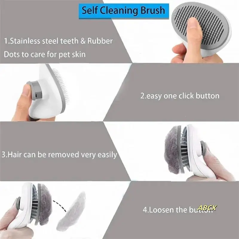 

Self Cleaning Pet Hair Removal Comb Cat Brush Pet Hair Removal Comb Grooming Brush Comb