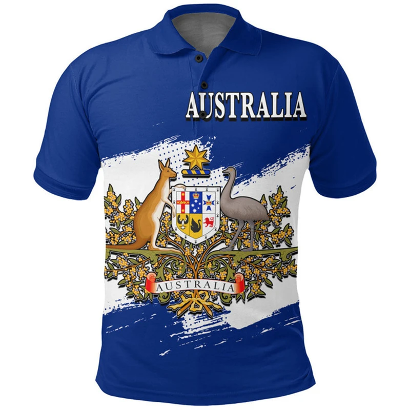 Australia Flag Map 3D Printed Polo Shirts For Men Clothes Australian National Emblem POLO Shirt Casual Man Short Sleeve Tee Tops