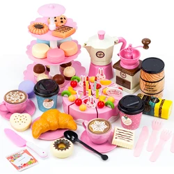 子供、ティーセット、調理器具、カット、食品、ケーキモデル、シミュレーション、キッチン、コーヒー、家、子供のための誕生日プレゼント用のシミュレーションプレイトイセット