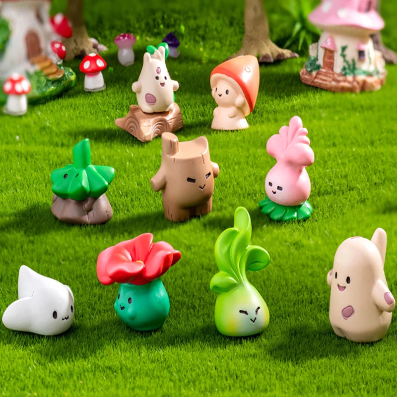 

Cartoon Fairy Tale Forest Ornaments Mini Animal Flower Mushroom Elf Doll Resin Craft Moss Micro Landscape Home Desktop Decor