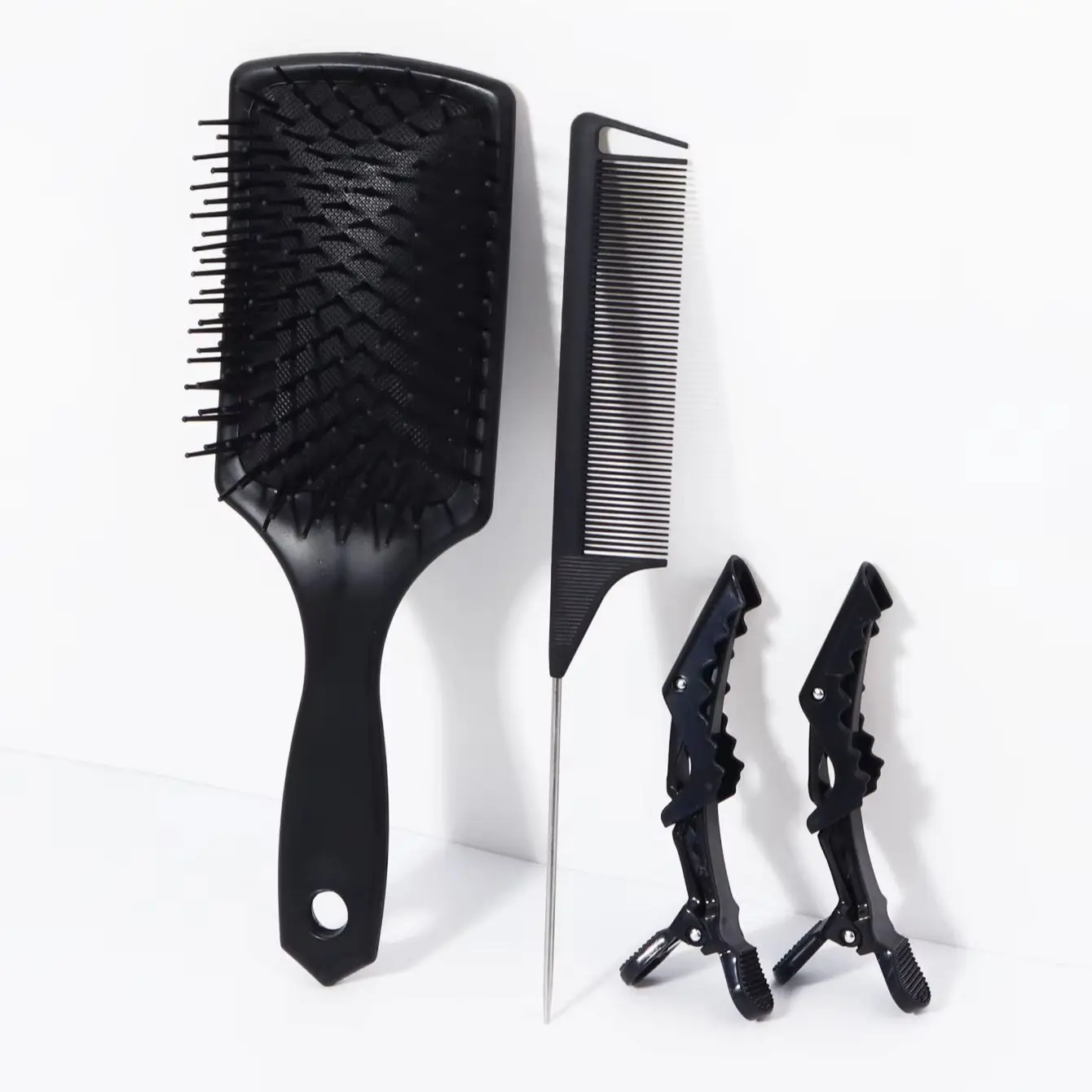4pcs hair brush with hair clip set, scalp massage hair brush, pointed tail hair comb, hair clip, suitable for all hair types