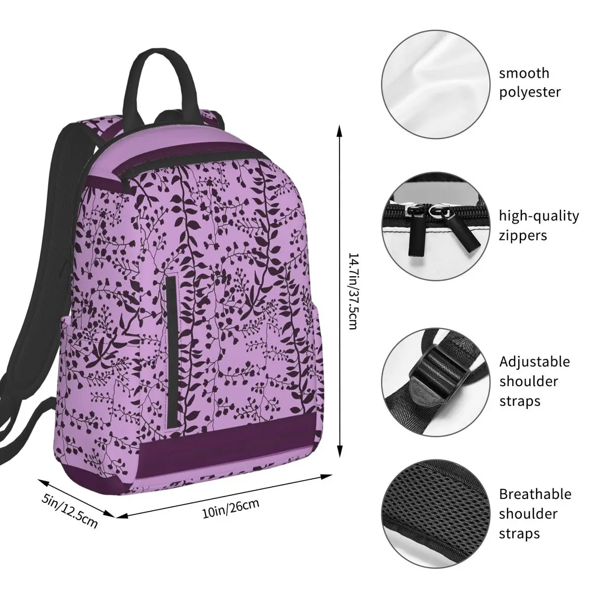 Bella Swan Lavender Freesia Backpack Student BookBag Boys Girls School Bag Laptop Shoulder Bags Men Women
