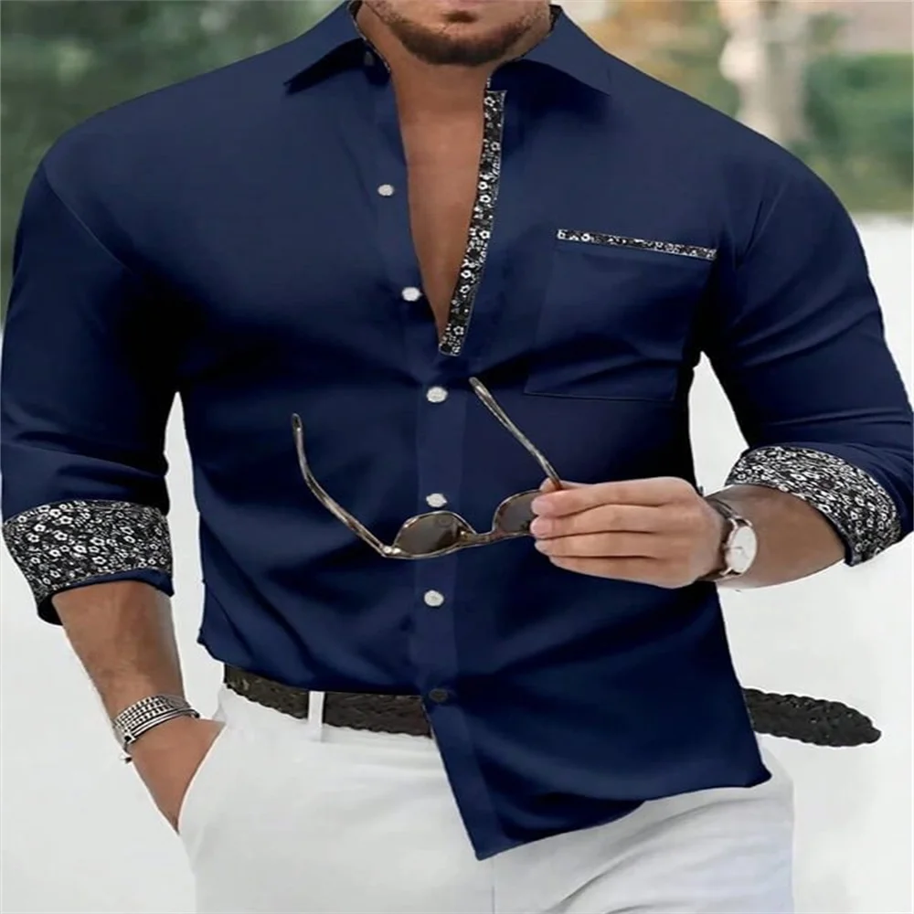 2026 Men's Button Casual Shirt Spring/Summer Printed Long Sleeve Daily Fashionable and Comfortable Top