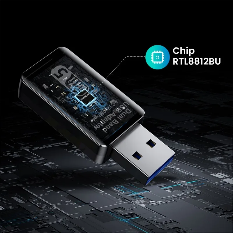 무선 와이파이 안테나 동글 USB 네트워크 카드, 컴퓨터용 어댑터, 5G, 802.11ac 듀얼 밴드, USB3.0