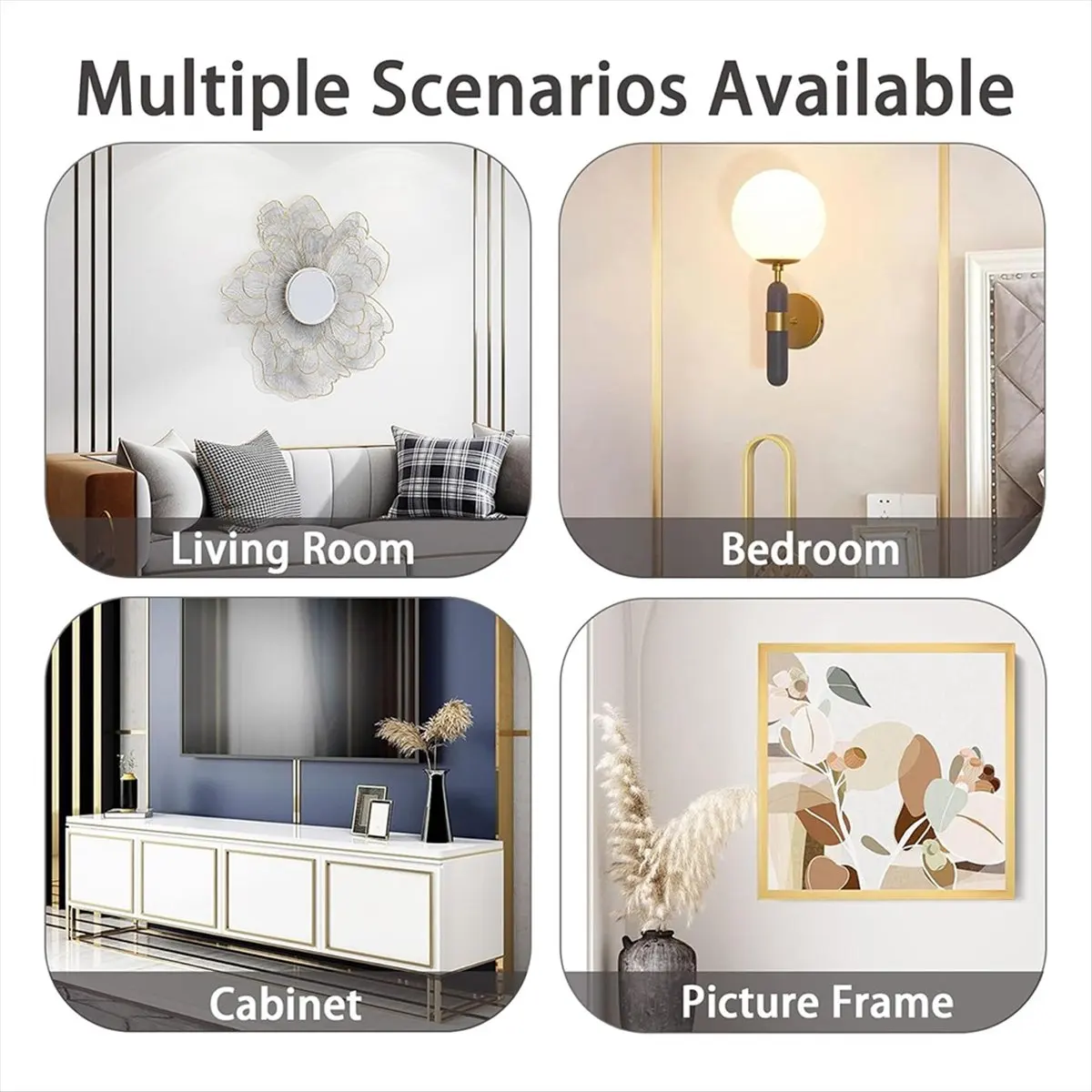 Moldura de metal para pelar y pegar, acero inoxidable autoadhesivo para pared, chimenea, ribete de espejo y decoración artesanal