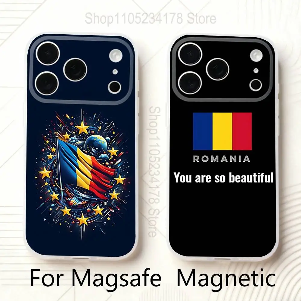

Flag of Romania Phone Case For iPhone 17,16,15,14,13,12,11 Pro,Max,Plus,Mini,Air,E Magnetic Magsafe Frosted Clear