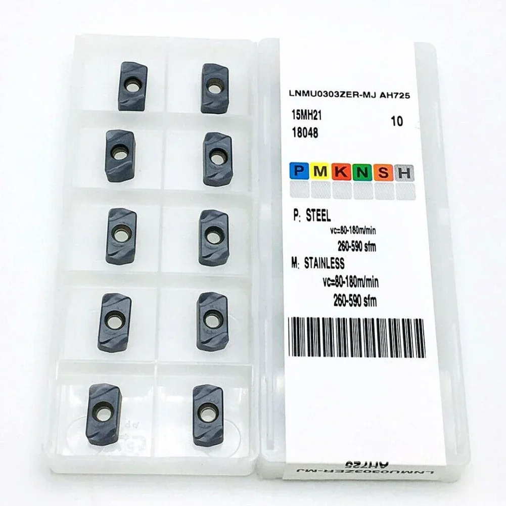 

10 шт. LNMU03 LNMU0303ZER-MJ AH725 90 градусов твердосплавные фрезерные вставки с быстрой подачей, торцевая фреза, долбежная фрезерная твердосплавная вставка с ЧПУ