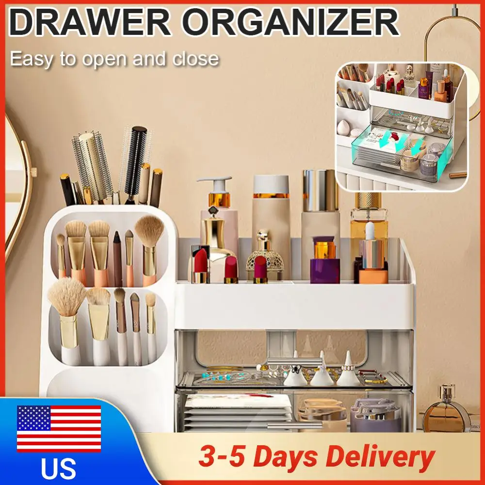 

Plastic Desktop Organizer Makeup Organizer Box Dustproof Cosmetic Display Case Makeup Display Stand for Lipstick Makeup Brush