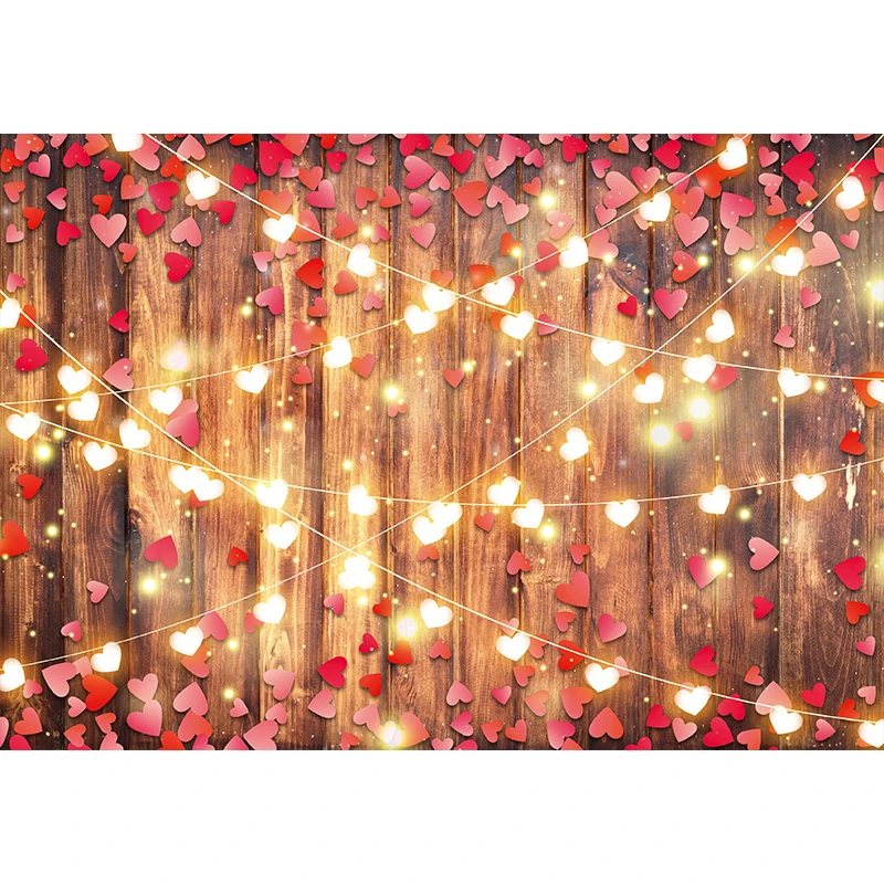 Allenjoy Gỗ Nền Lấp Lánh Đèn Hoa Đỏ Đám Cưới Sinh Nhật Bé Anniversairy Chân Dung Chụp Ảnh Phông Nền Photophone