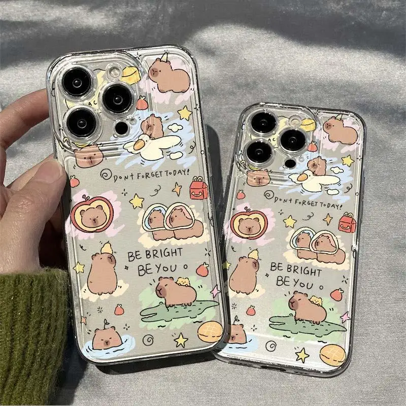 Cartoon Animal Capybara Couple Phone Case For Samsung Galaxy S24 Ultra S23 FE S20 S21 S22 Plus A54 A55 A35 A25 A14 A15 A24 A34