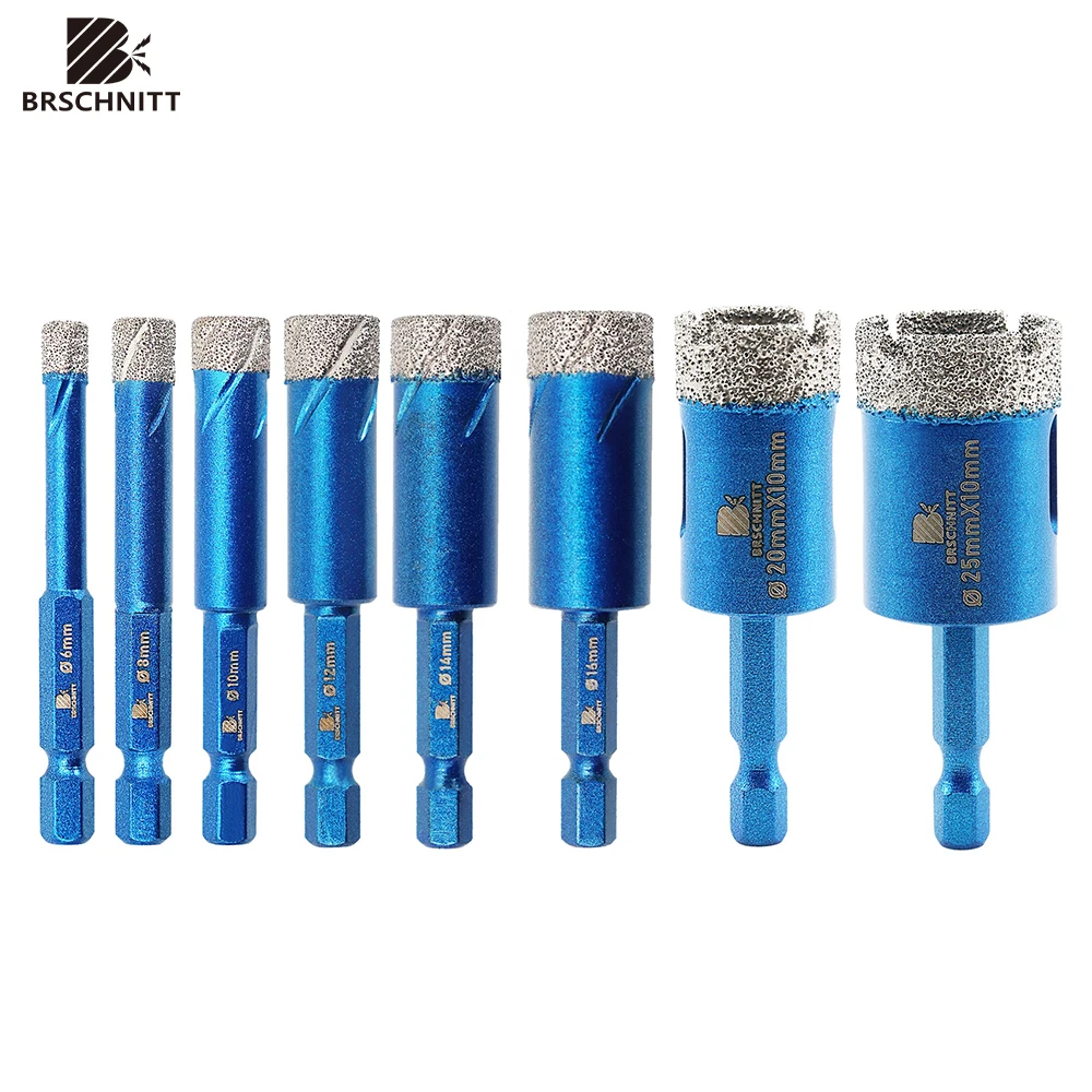 BRSCHNITT Diamond Drill Bits Quick-fit Shank Core Holes Saw For Tile Porcelain Granite Marble Diamond 6/8/10/12/14mm Hexagonal