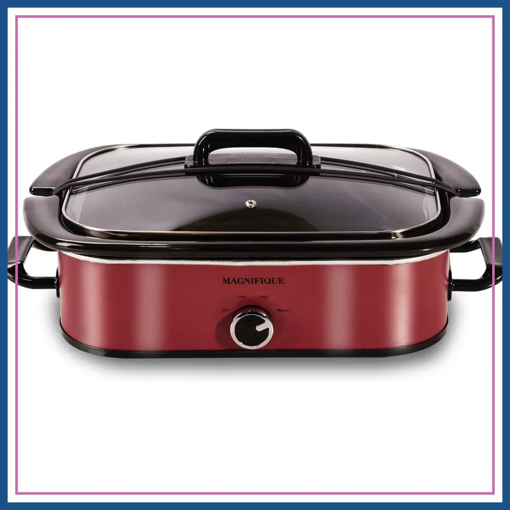 

4-Quart Slow Cooker, Manual Warm Setting, Dishwasher Safe Crock, Red
