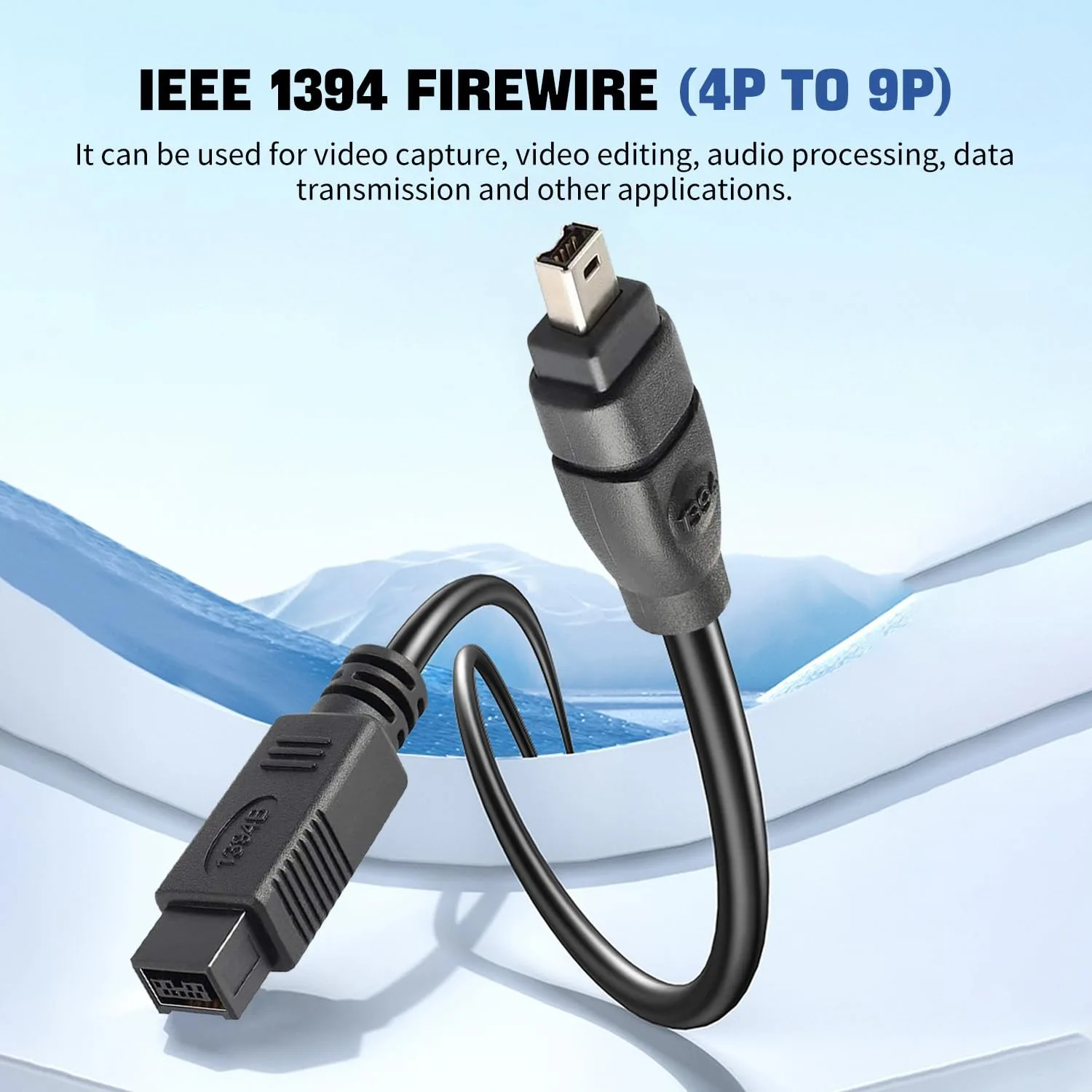 Kabel FireWire 800 na 400, 9-pinowy na 4-pinowy, wysokiej jakości kable IEEE 1394 do PC, DV, karty przechwytywania wideo iLink — zdjęcie produktu 6