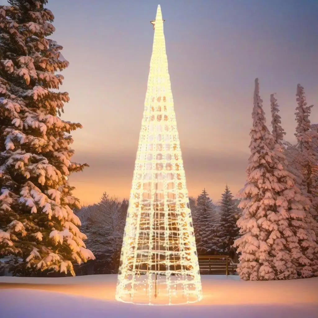 

Warm White Christmas Tree Lights for Flagpoles - 3000 LEDs, Perfect Holiday Decoration