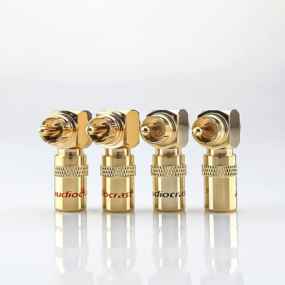 

High Quality 4pcs R1749 24K Gold 90 Degree Right Angle Speaker RCA Plugs Audio Jack Connector for Musical HiFi Audio