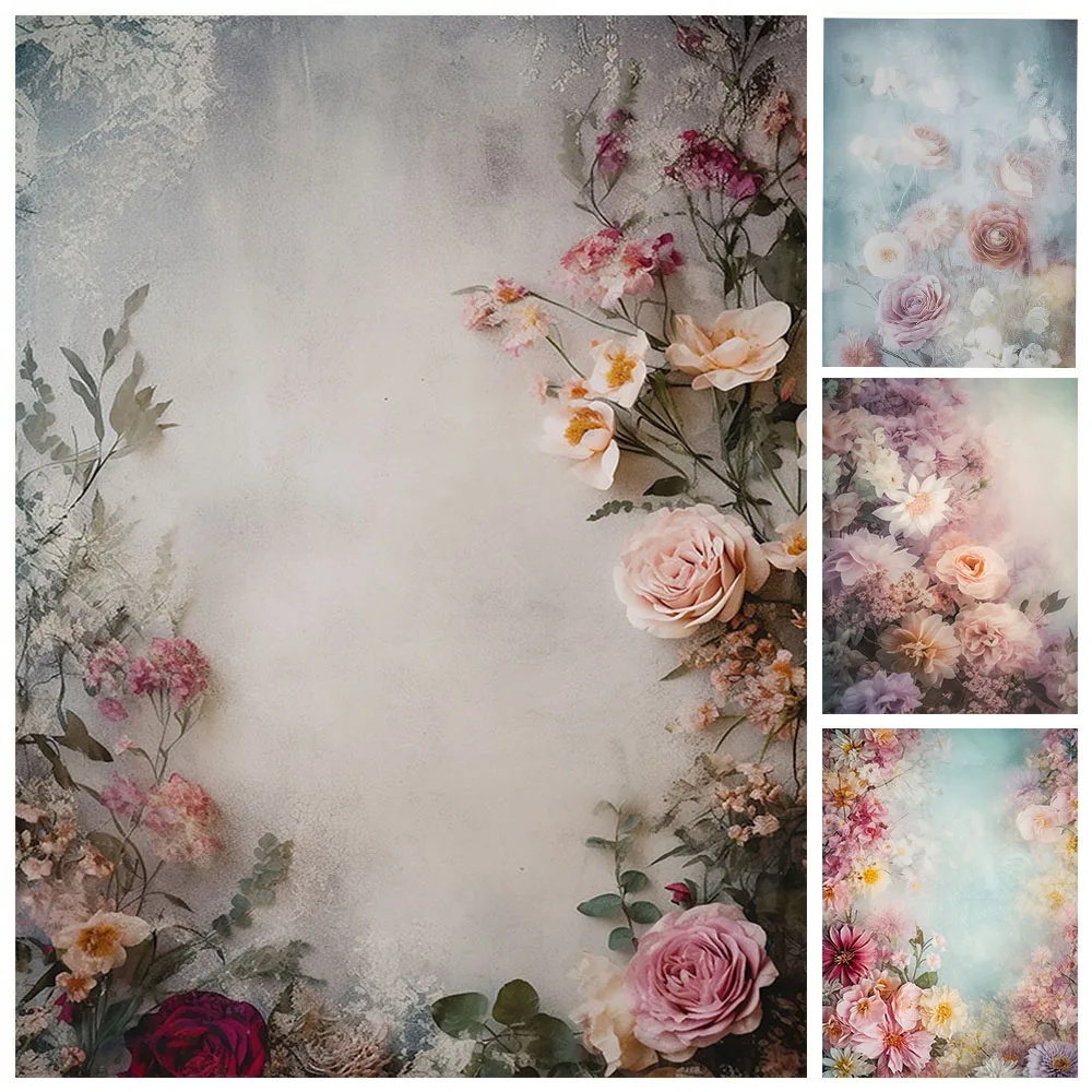 

Mehofond Oil Painting Flower Photography Backdrop Adult Maternity Birthday Party Baby Shower Background Pink Floral Photo Studio