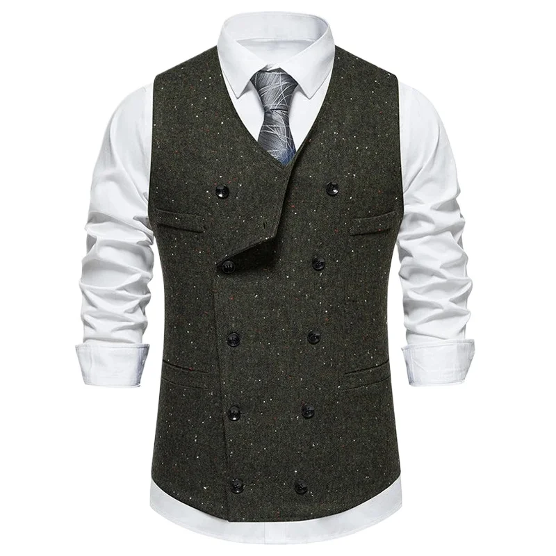 

Винтажный мужской жилет Chaleco Hombre, двубортный твидовый жилет Trajes Elegante Para Hombres, деловое праздничное платье, мужские костюмы, жилет