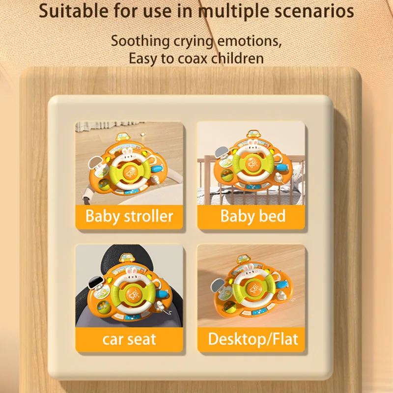 Baby Steering Wheel Toy Early Education Simulated Driving toys Light & Music Educational for Toddlers Bed trailer hanging toys