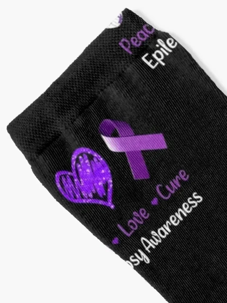 Epilepsy Awareness Peace Love Cure Socks fashionable man sports stockings Women's Socks Men's