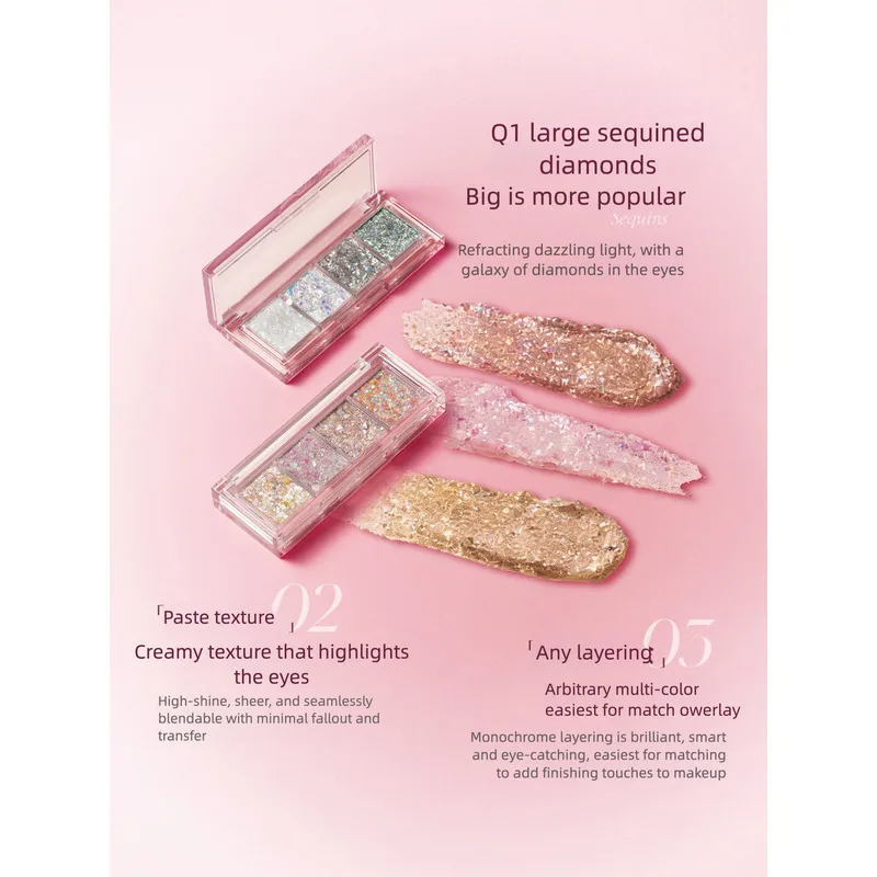 Sequined Eyeshadow Sparkling Glitter Powder Gel for Performance Stage Makeup Long-Lasting Shiny Sparkles Cosmetic Powder