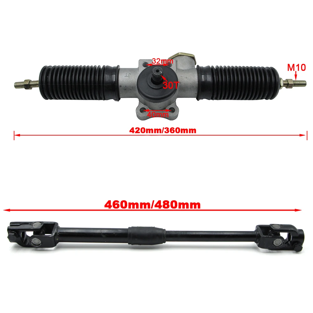 300mm Steering Wheel with 420mm Rack and Pinion Steering Gear Steering Shaft Bracket Hub Kit for Dirt Bike Quad Kart Golf UTV