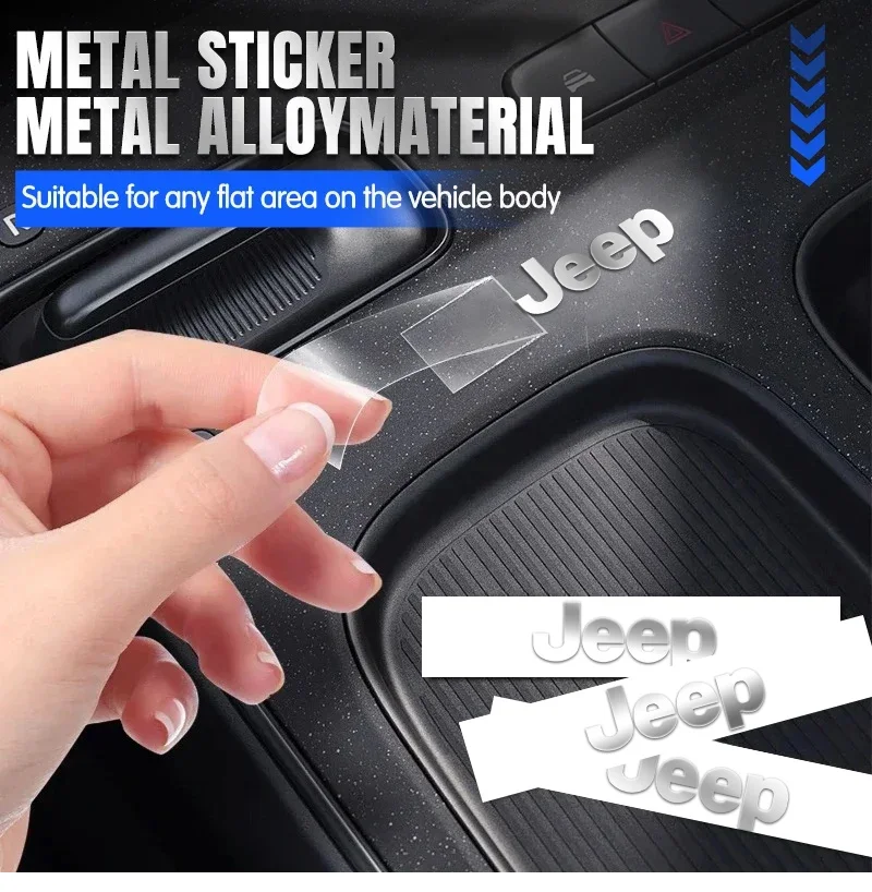 10pcs/Set High Quality Car Styling Metal Emblems Stickers Interior Decoration Decals For Jeep Wrangler Grand Cherokee Compass