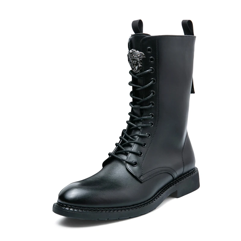 

New men's trendy block shoes for motorcycles, fashionable casual leather shoes, British style trendy shoes