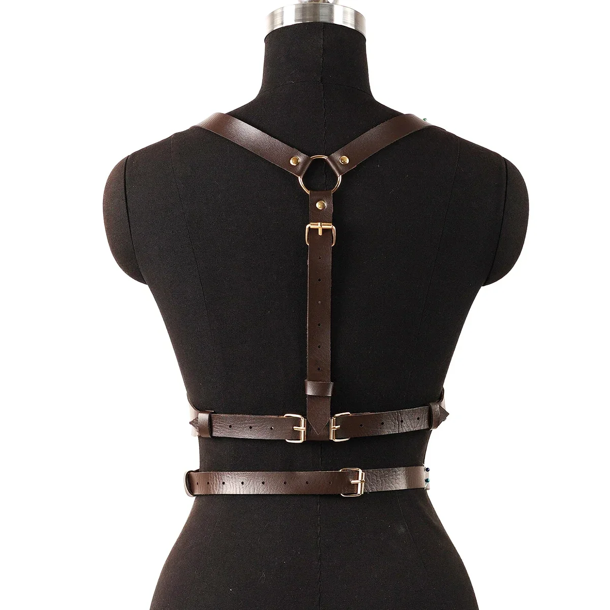 PU leather binding strap fashionable shoulder strap decorative strap brown classic style paired with gold rivets holiday gift