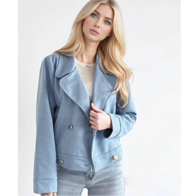 

Осеннее уличное свободное женское пальто с длинными рукавами, новый зимний женский кардиган с лацканами, модная двубортная куртка, однотонный топ