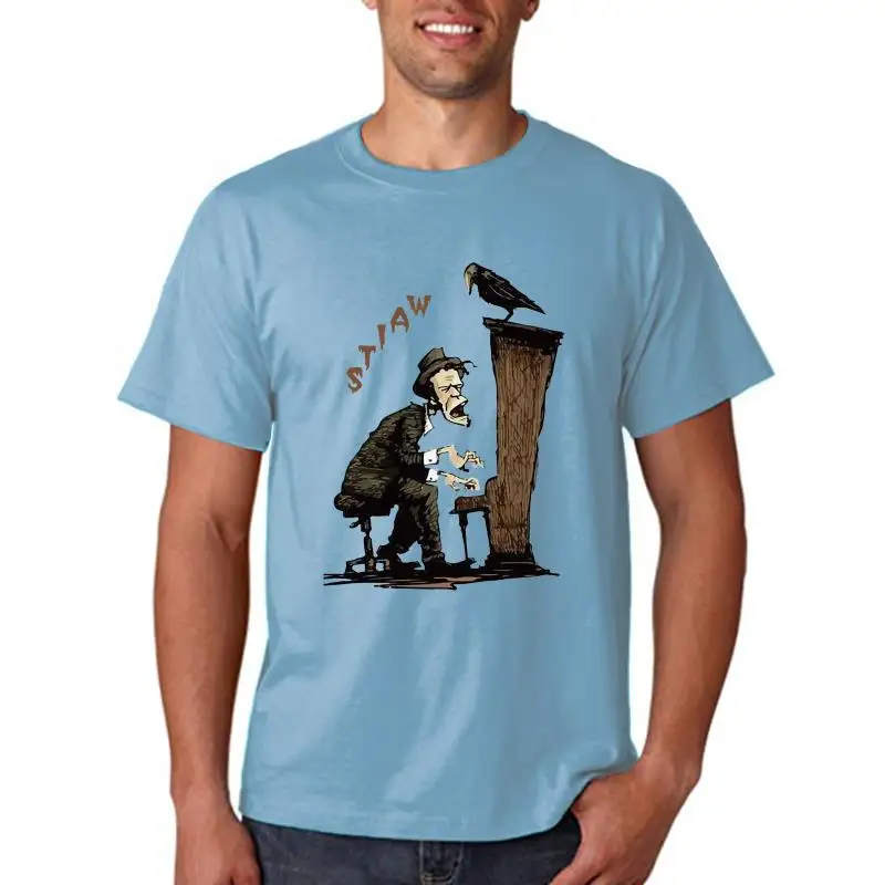 Waits Stiaw Black Playing Piano T-Shirt Customizable Men's Women's Hand-Painted Clothing Fashionable DIY Design Service