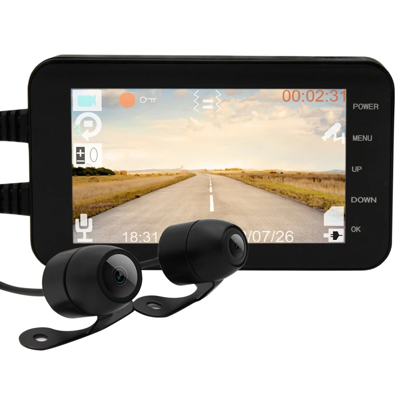 

Full HD Wireless Wifi Dual Lens Dashcam 4inch Motorcycle Camera Dvr High Quality Wide Angle 1080P Car Camera LCD Support MOV 4"