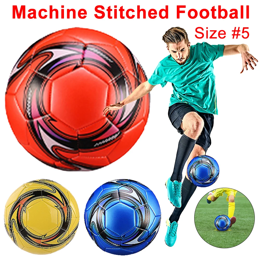 PU Leather Machine-stitched Football Ball Competition Soccer Balls Pressure Proof Size 5 Portable Sports Accessories Red White