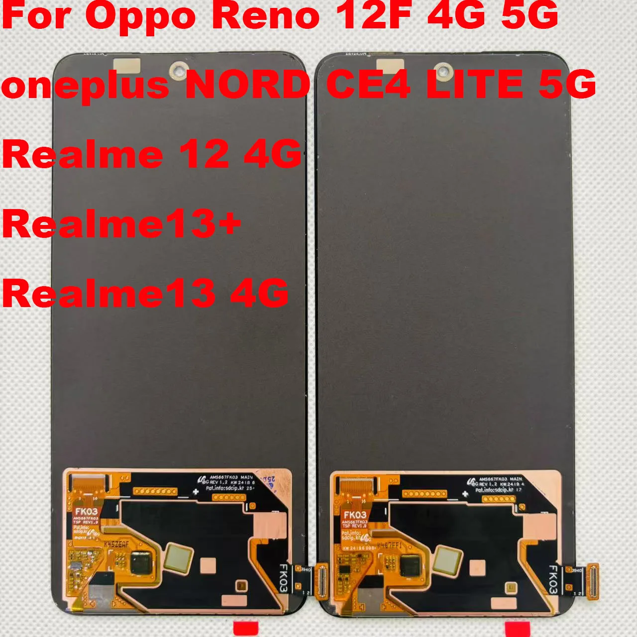 

Original AMOLED For Oppo Reno12 F 4G 5G 1+NORD CE4 LITE 5G Realme 12 4G Realme13+ Realme13 4G LCD Display Touch Screen Digitizer